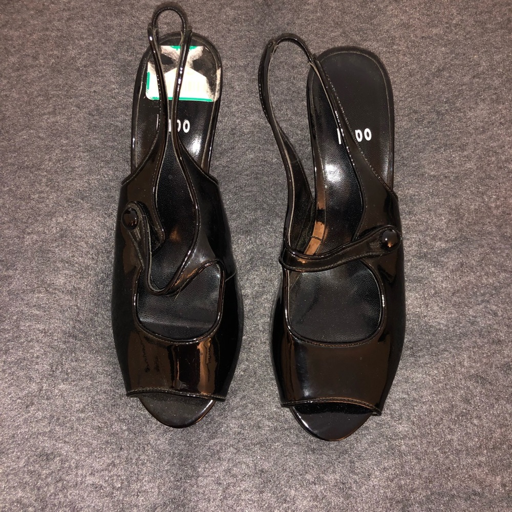 Patent Leather Peep Toe Sling Back Heels